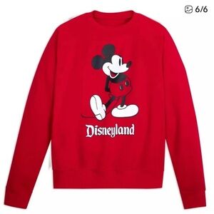NWT Disney Red Crewneck Sweater with Mickey Mouse Disneyland L